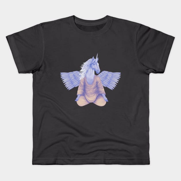 meditating pegasus 2 Kids T-Shirt by KindSpirits